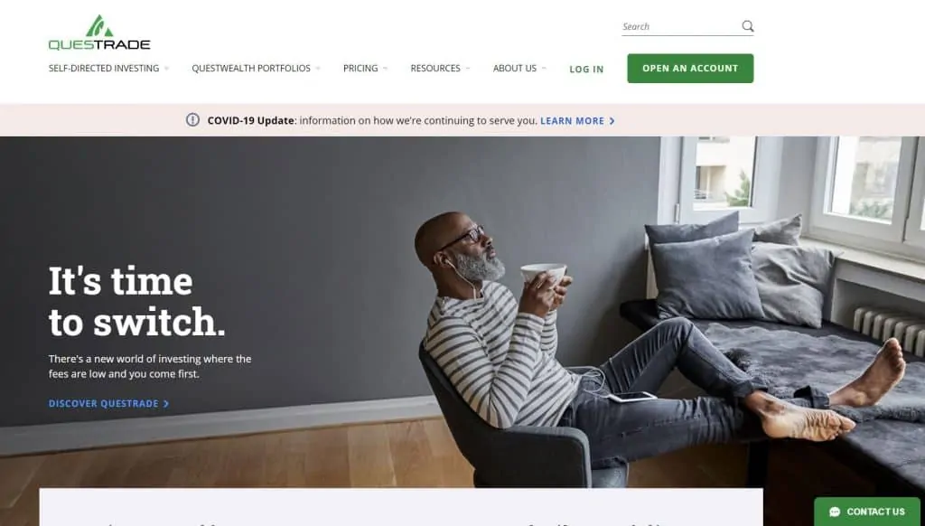 questrade website snapshot 2021