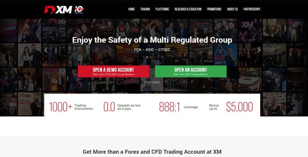 xm group webpage