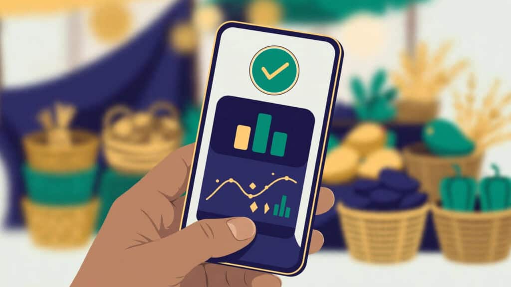 Close-up of a hand holding a smartphone approving an MTN MoMo mobile money payment in Ghana